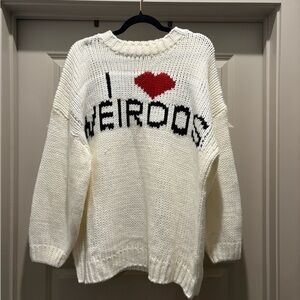 Dressed in LALA White 'I Love Weirdos' Sweater